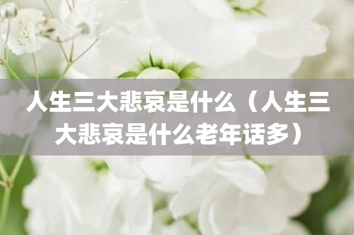 人生三大悲哀是什么（人生三大悲哀是什么老年话多）
