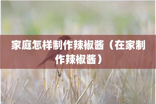 家庭怎样制作辣椒酱（在家制作辣椒酱）