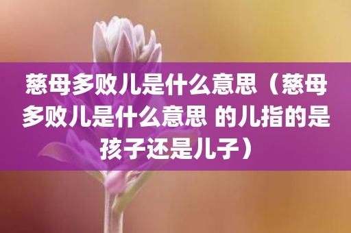 慈母多败儿是什么意思(慈母多败儿是什么意思 的儿指的是孩子还是儿子)