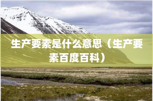 生产要素是什么意思（生产要素百度百科）