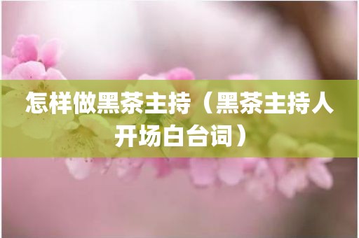 怎样做黑茶主持（黑茶主持人开场白台词）
