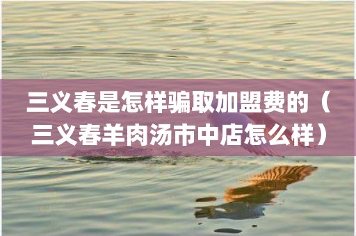 三义春是怎样骗取加盟费的（三义春羊肉汤市中店怎么样）