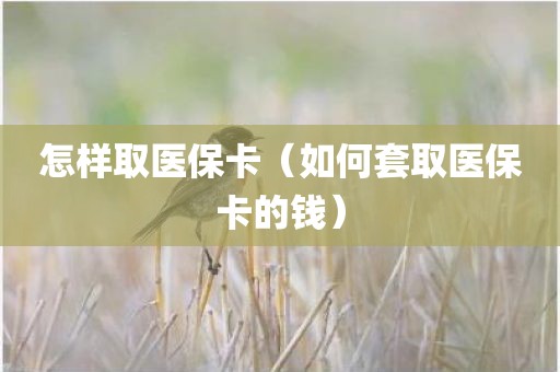 怎样取医保卡（如何套取医保卡的钱）