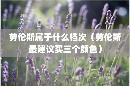 劳伦斯属于什么档次(劳伦斯最建议买三个颜色)