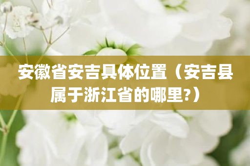 安徽省安吉具体位置（安吉县属于浙江省的哪里?）