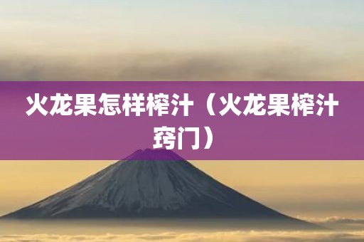 火龙果怎样榨汁（火龙果榨汁窍门）