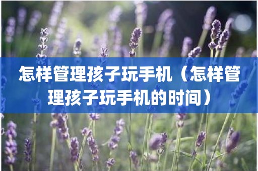 怎样管理孩子玩手机（怎样管理孩子玩手机的时间）