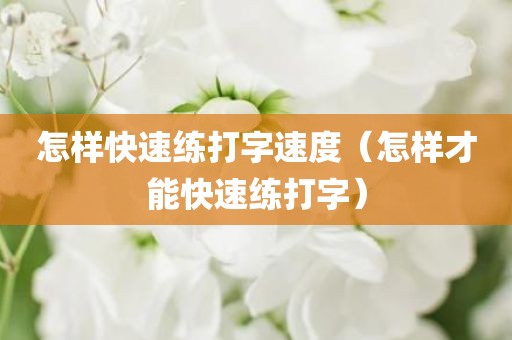 怎样快速练打字速度（怎样才能快速练打字）