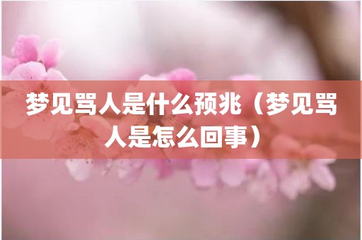 梦见骂人是什么预兆（梦见骂人是怎么回事）
