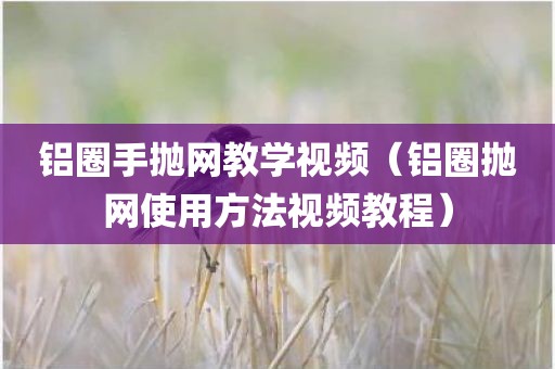 铝圈手抛网教学视频（铝圈抛网使用方法视频教程）