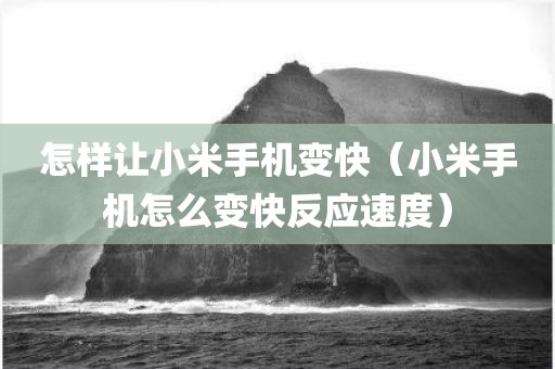 怎样让小米手机变快（小米手机怎么变快反应速度）