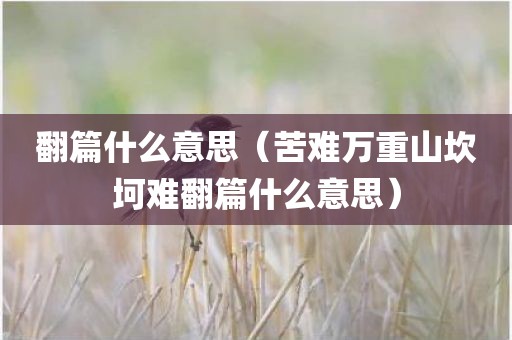 翻篇什么意思（苦难万重山坎坷难翻篇什么意思）
