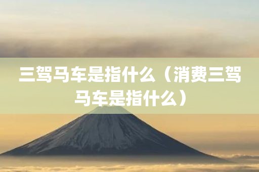 三驾马车是指什么（消费三驾马车是指什么）
