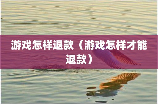 游戏怎样退款(游戏怎样才能退款)