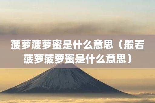菠萝菠萝蜜是什么意思（般若菠萝菠萝蜜是什么意思）