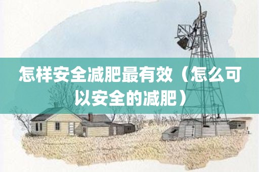 怎样安全减肥最有效（怎么可以安全的减肥）