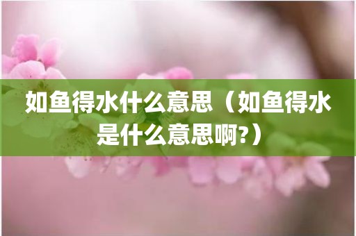 如鱼得水什么意思（如鱼得水是什么意思啊?）