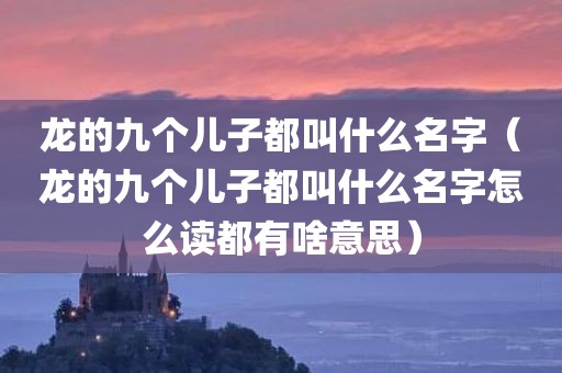 龙的九个儿子都叫什么名字（龙的九个儿子都叫什么名字怎么读都有啥意思）