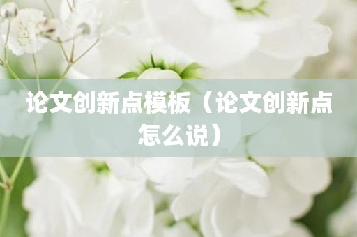 论文创新点模板（论文创新点怎么说）