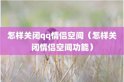 怎样关闭qq情侣空间（怎样关闭情侣空间功能）