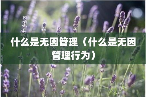 什么是无因管理(什么是无因管理行为)