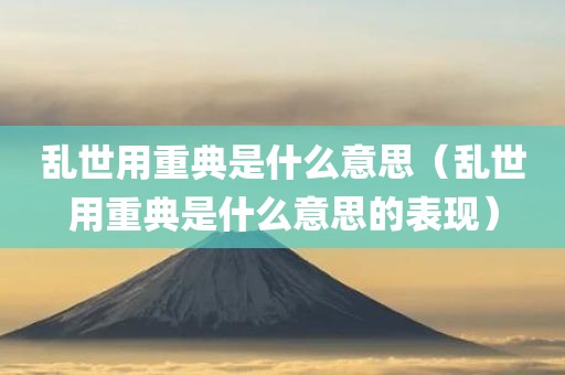 乱世用重典是什么意思（乱世用重典是什么意思的表现）