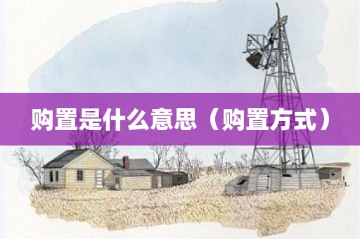 购置是什么意思（购置方式）