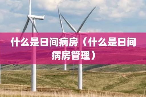 什么是日间病房（什么是日间病房管理）