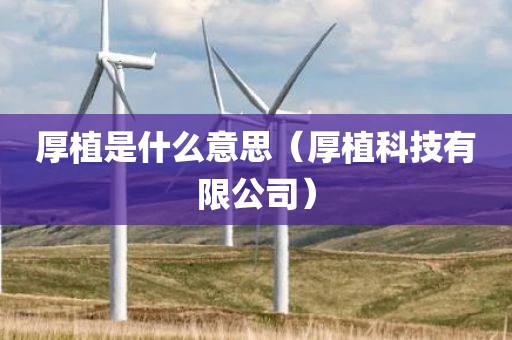 厚植是什么意思（厚植科技有限公司）