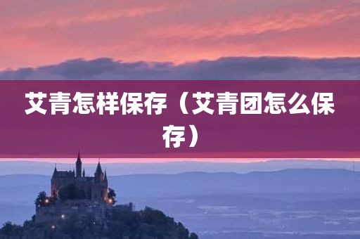 艾青怎样保存（艾青团怎么保存）