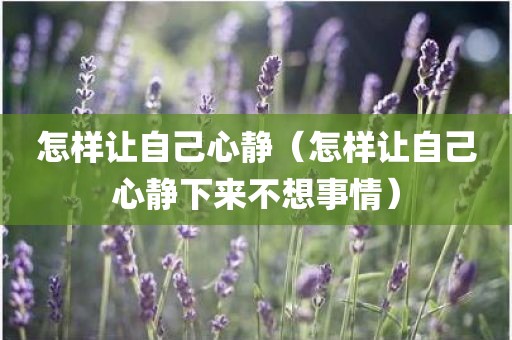 怎样让自己心静（怎样让自己心静下来不想事情）