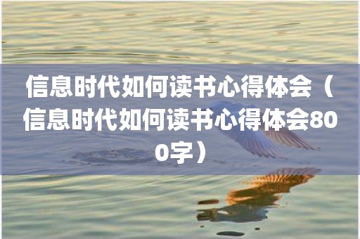 信息时代如何读书心得体会（信息时代如何读书心得体会800字）