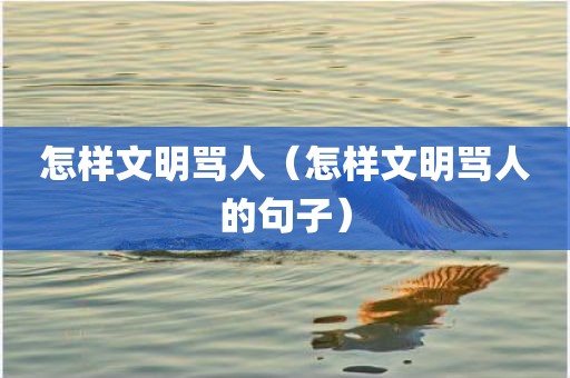 怎样文明骂人（怎样文明骂人的句子）
