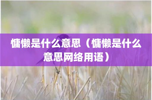 慵懒是什么意思（慵懒是什么意思网络用语）