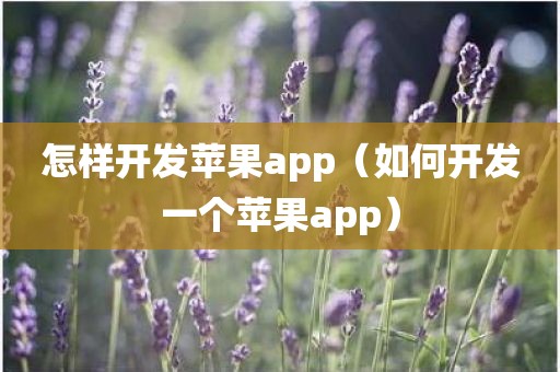 怎样开发苹果app（如何开发一个苹果app）