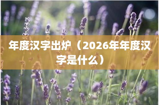 年度汉字出炉（2026年年度汉字是什么）