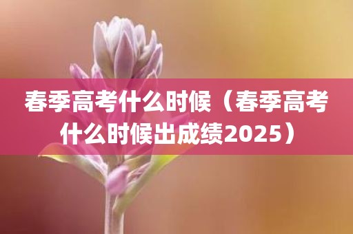 春季高考什么时候（春季高考什么时候出成绩2025）