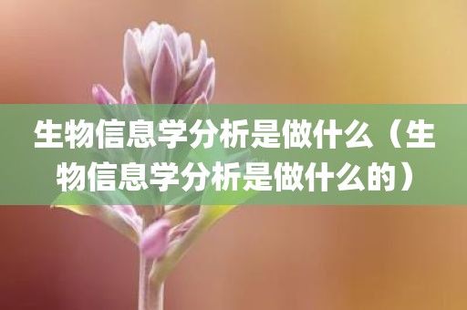 生物信息学分析是做什么（生物信息学分析是做什么的）