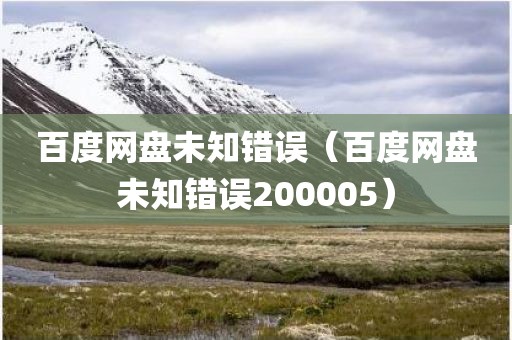 百度网盘未知错误（百度网盘未知错误200005）