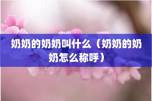 奶奶的奶奶叫什么（奶奶的奶奶怎么称呼）