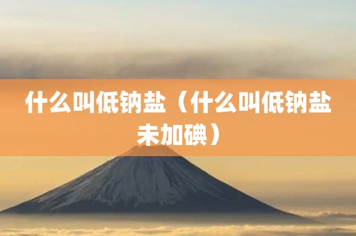 什么叫低钠盐(什么叫低钠盐未加碘)