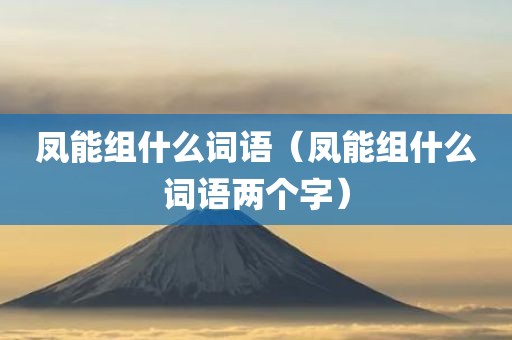 凤能组什么词语（凤能组什么词语两个字）
