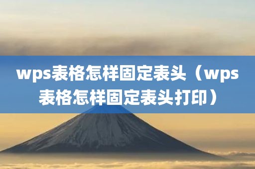 wps表格怎样固定表头（wps表格怎样固定表头打印）