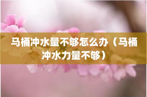 马桶冲水量不够怎么办（马桶冲水力量不够）