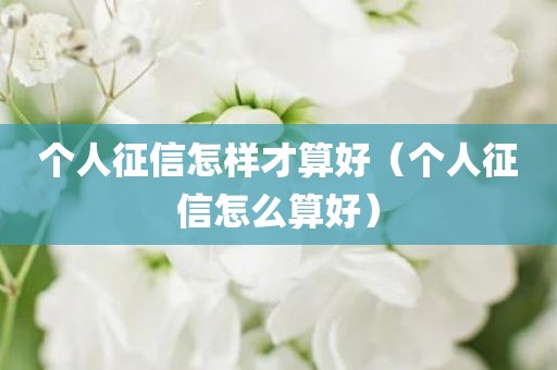 个人征信怎样才算好（个人征信怎么算好）