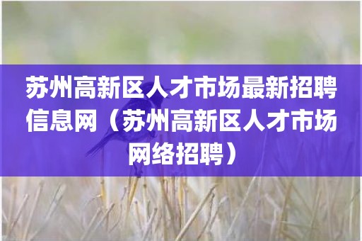 苏州高新区人才市场最新招聘信息网（苏州高新区人才市场网络招聘）
