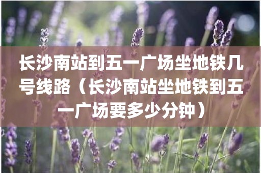 长沙南站到五一广场坐地铁几号线路（长沙南站坐地铁到五一广场要多少分钟）