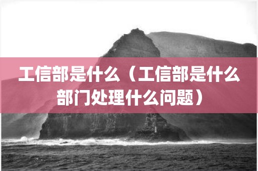 工信部是什么（工信部是什么部门处理什么问题）