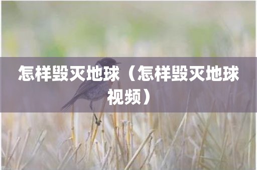 怎样毁灭地球（怎样毁灭地球视频）