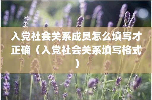 入党社会关系成员怎么填写才正确（入党社会关系填写格式）
